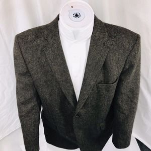 BARRINGTON Men`s Green Gray 100% Wool Tweed Sport Coat 2-Button Jacket Sz 44R